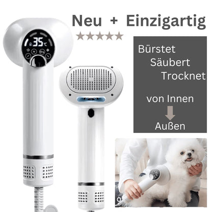 DOCAFIT   Hunde-Föhn-Bürste.  Trocknet, säubert und föhnt von innen nach außen!