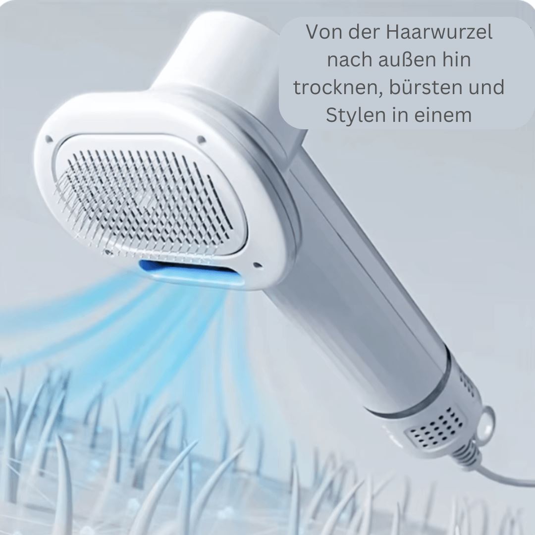 DOCAFIT   Hunde-Föhn-Bürste.  Trocknet, säubert und föhnt von innen nach außen!
