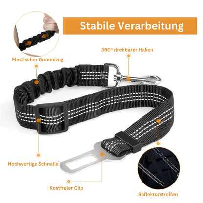 DOCAFIT- KFZ Hunde-Sicherheitsanschnallgurt  |   Anti-Schock Anschnallgurt mit 2 festmach Möglichkeiten.