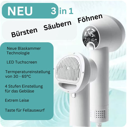 DOCAFIT   Hunde-Föhn-Bürste.  Trocknet, säubert und föhnt von innen nach außen!
